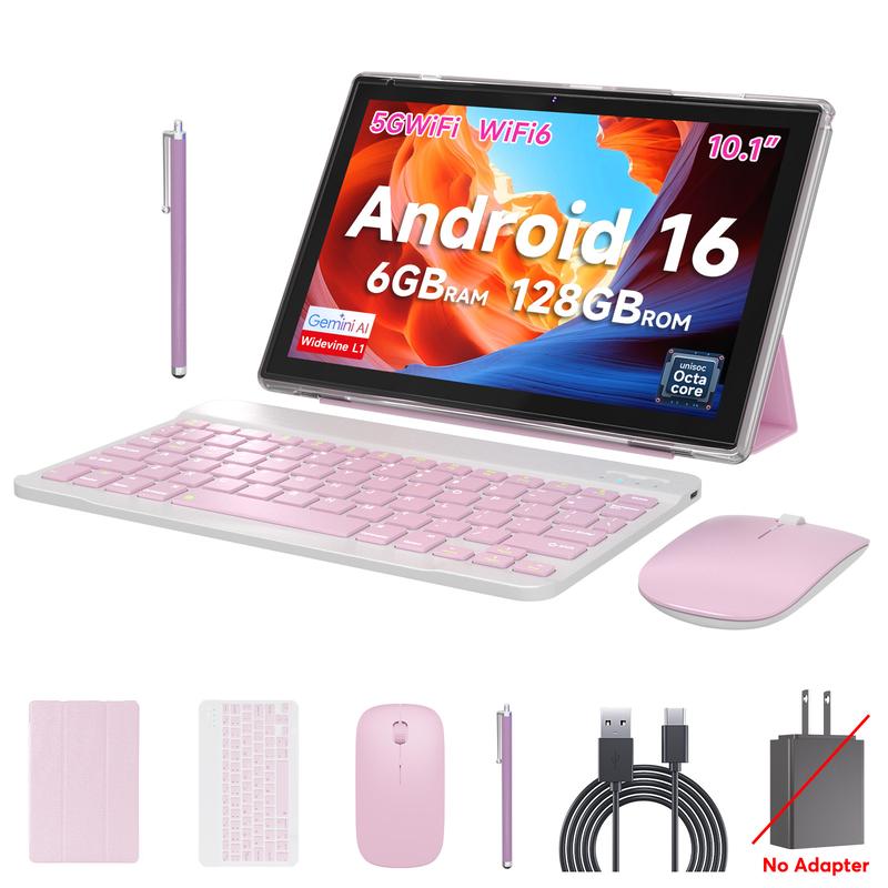 Tableta PEICHENG 2026 Android 16.0 con pantalla IPS de 10.1", 20 GB de RAM (6+14 GB), 128 GB de ROM (ampliable hasta 1 TB), procesador Octa-Core de 2.2 GHz, certificación GMS, WiFi 6, 5G y Bluetooth 5.0. Paquete de tablet perfecto para el trabajo y el oci