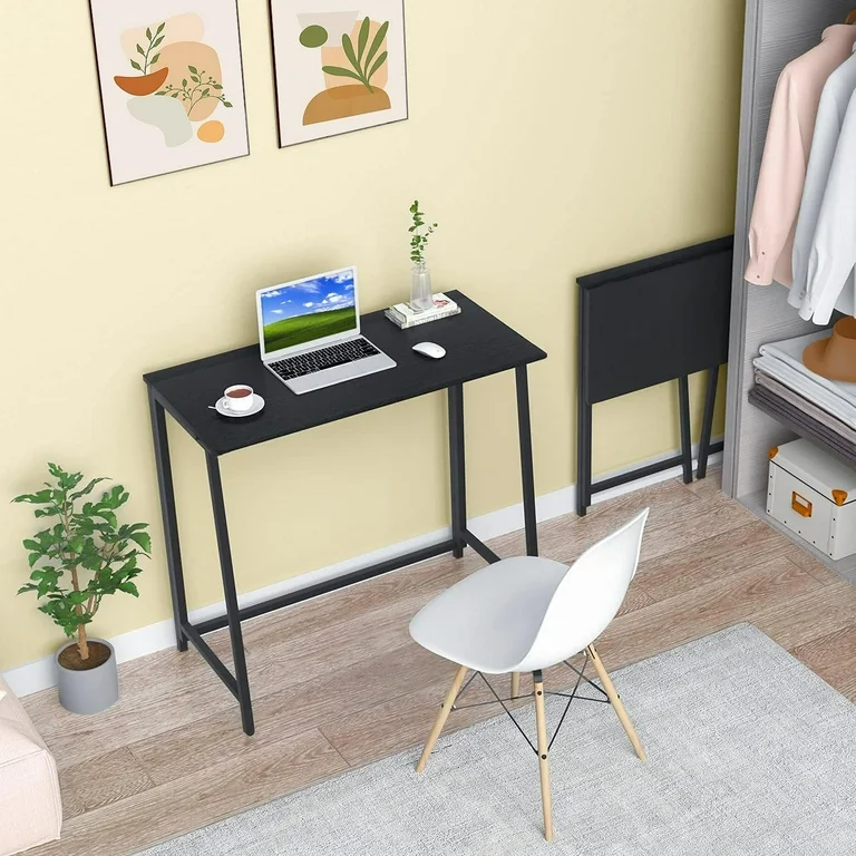 Escritorio Plegable Rectangular de Color Negro (80cm*40cm*74 cm) HOMEMAKE FURNITURE Industrial Clásico