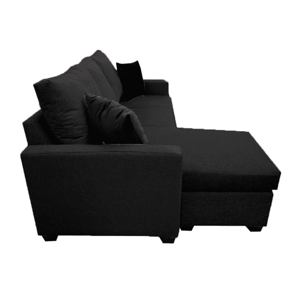 Sala Esquinera El Bazar Store Denver Negro 200x140 cm, Lado derecho e Izquierdo, Lino nacional