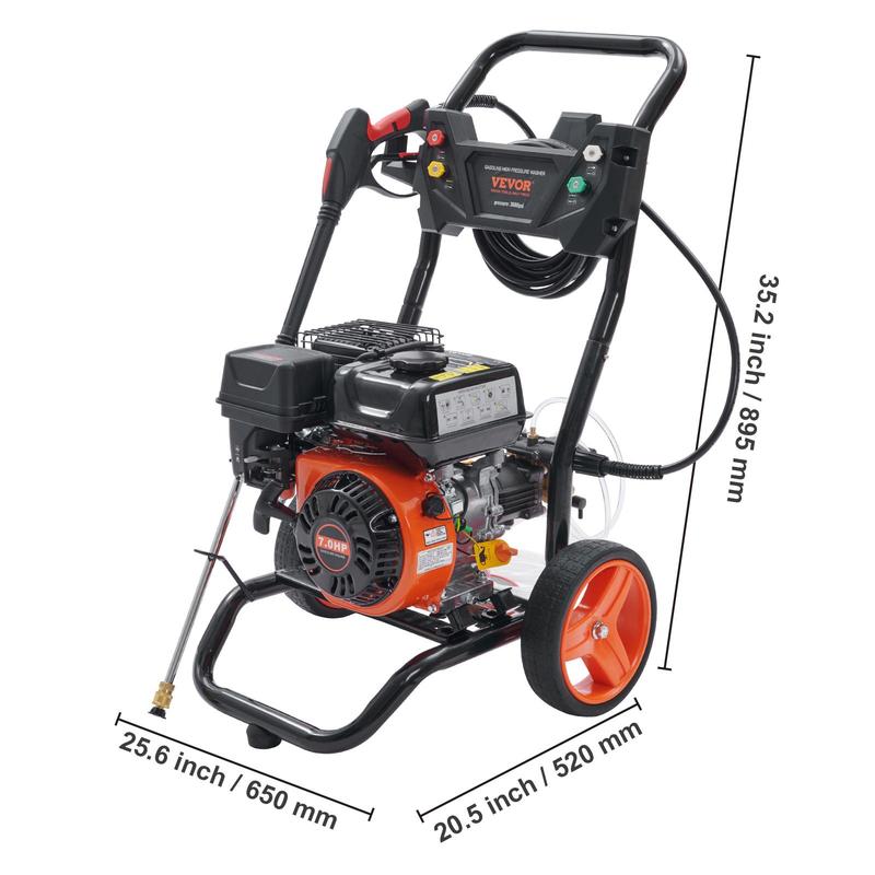 Hidrolavadora a gasolina, 3600 PSI 2.6 GPM, hidrolavadora a gasolina con bomba de cobre, pistola rociadora y lanza de extensión, 5 boquillas de conexión rápida, para limpiar autos, casas, entradas de vehículos, patios, accesorios para hidrolavadoras, uso