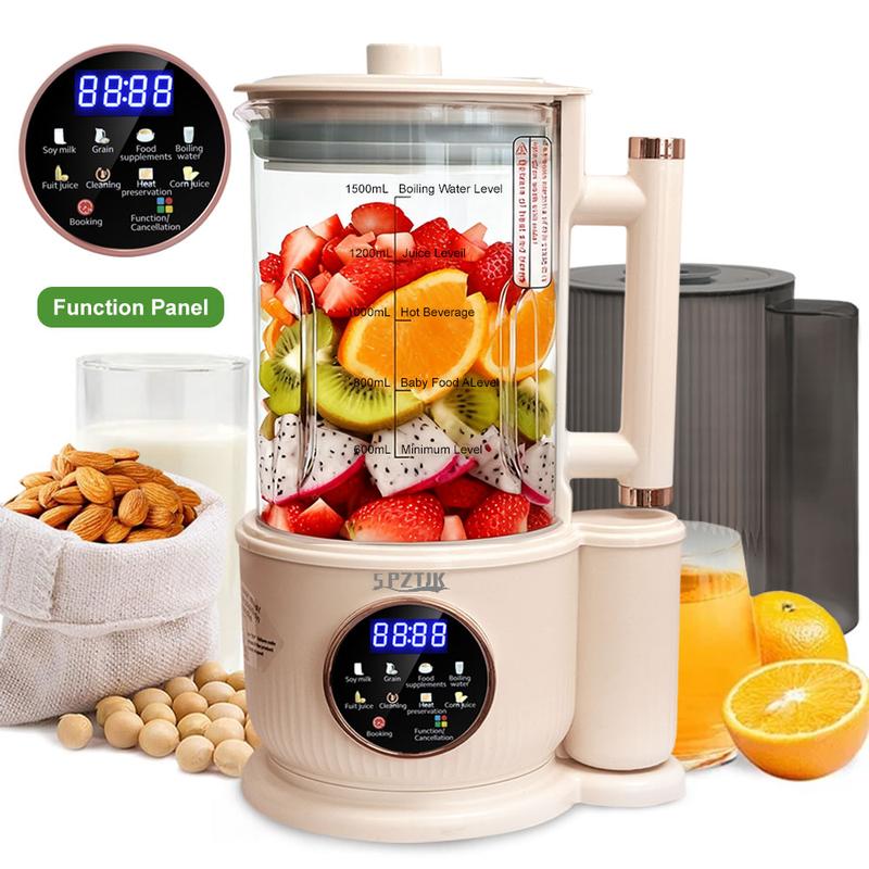 Máquina para hacer leche de frutos secos, 10 en 1, automática, para preparar leche de soja, almendras, avena, coco, etc., multifunción, temporizador de 12 horas, limpieza automática, temperatura ambiente, conservación del calor, ebullición, temperatura am