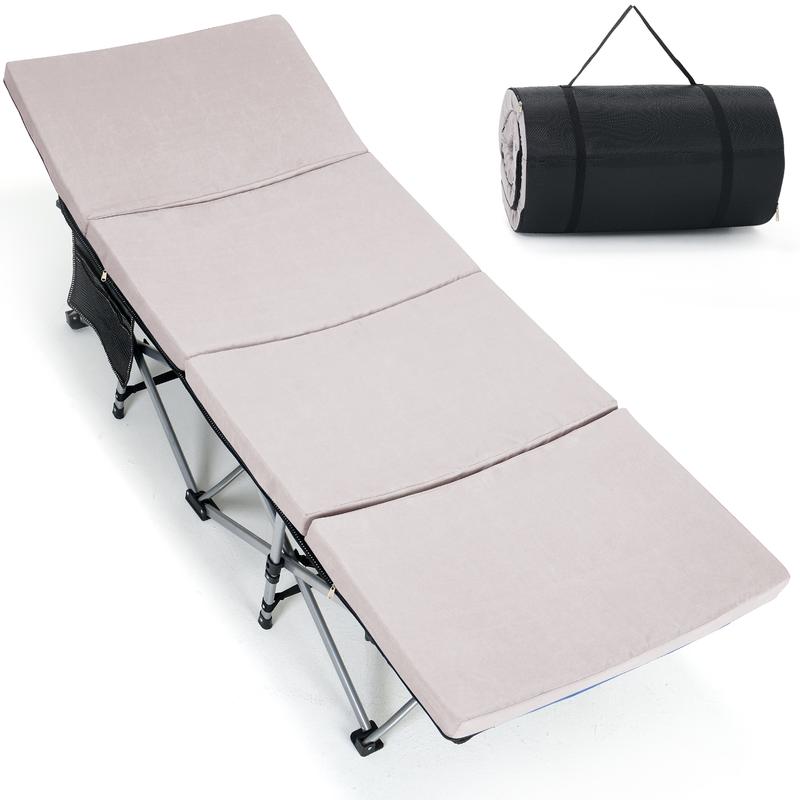 Cama plegable de camping Naudacaa con colchón de doble cara – Cama de invitados portátil y resistente para camping, viajes, uso en exteriores e interiores, soporta hasta 400 kg (880 lbs) Azul