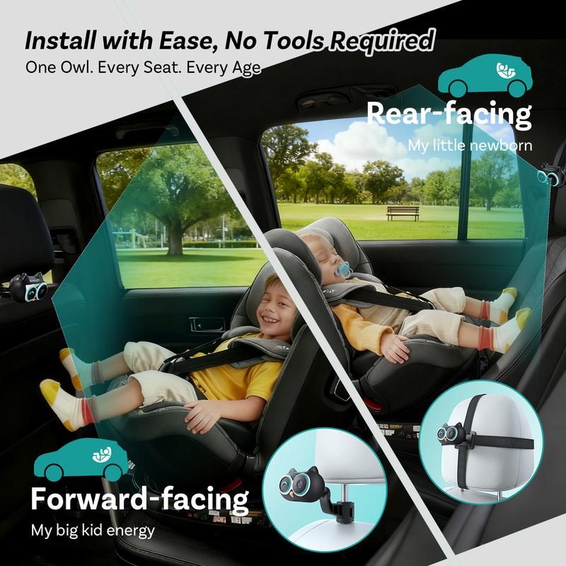 Adaptador inalámbrico CarPlay para cámara de coche para bebés OTTOCAST, monitor de asiento trasero HD 1080P en la pantalla del coche, visión nocturna sin brillo con gran angular de 150°, seguridad para niños y bebés.
