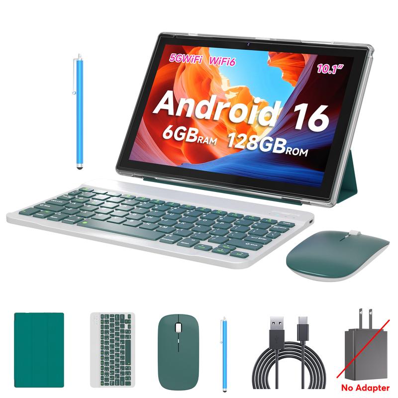 Tableta PEICHENG 2026 Android 16.0 con pantalla IPS de 10.1", 20 GB de RAM (6+14 GB), 128 GB de ROM (ampliable hasta 1 TB), procesador Octa-Core de 2.2 GHz, certificación GMS, WiFi 6, 5G y Bluetooth 5.0. Paquete de tablet perfecto para el trabajo y el oci