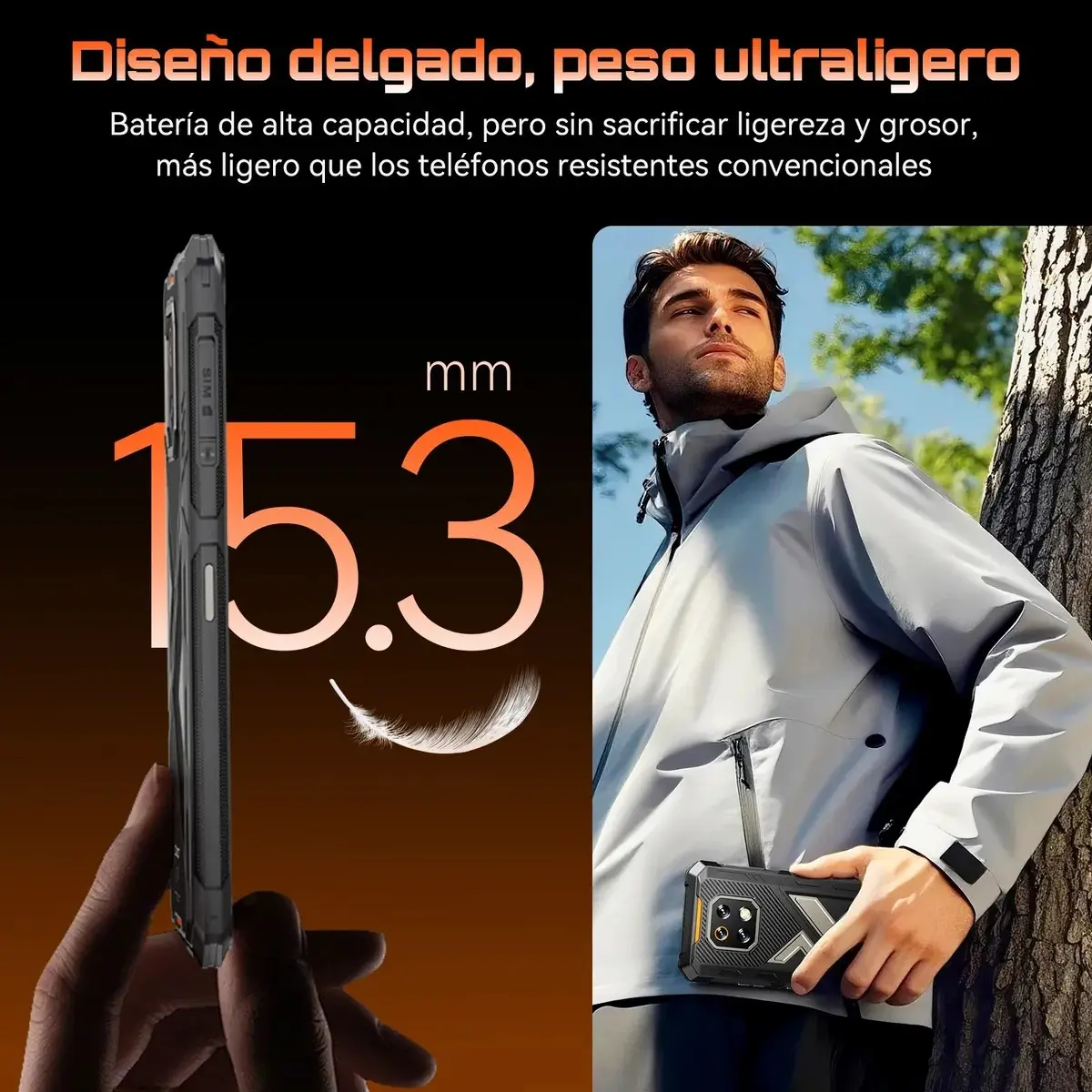 Cubot Kingkong ES 3 Robusto Dual SIM 256GB Negro 6GB RAM 10200mAh Android 15 Pantalla 6.745 Pulgadas HD+ Batería Grande Resistente al Agua IP68 & IP69K