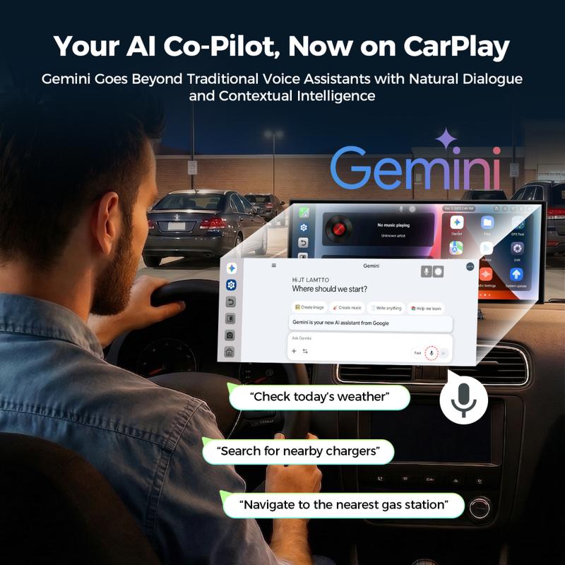 Pantalla para coche LAMTTO de 10,25" con IA, pantalla Android con Gemini + GPS sin conexión + aplicaciones de Google Play | No solo CarPlay: pantalla CarPlay para coche. Evita que la batería de tu teléfono se agote mientras conduces. Accesorios para el in