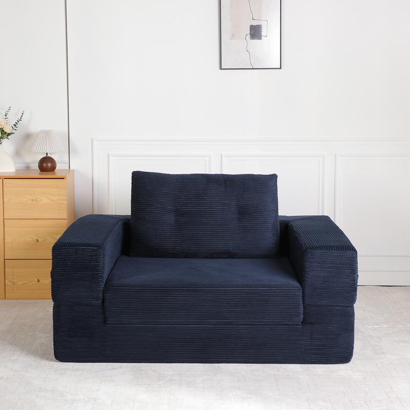 Sofá cama convertible, sofá cama plegable curvo 2 en 1 con almohadas para sala de estar y dormitorio, espuma viscoelástica de alta densidad.