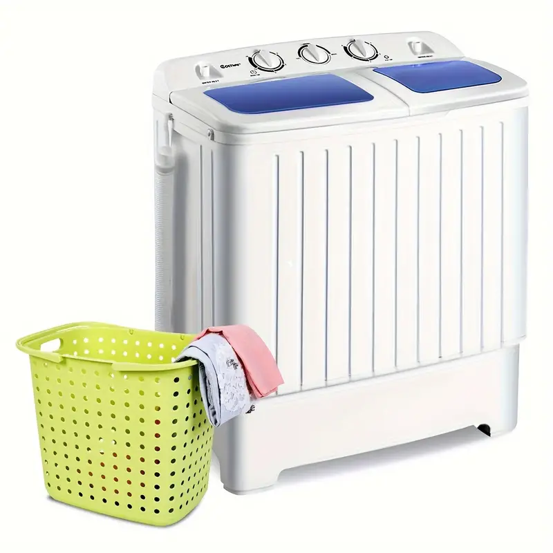 Lavadora Portátil Mini - Sistema Compacto de Doble Tina con Capacidad de 20 lbs y Secadora Centrífuga Eficiente para Días de Lavado sin Complicaciones