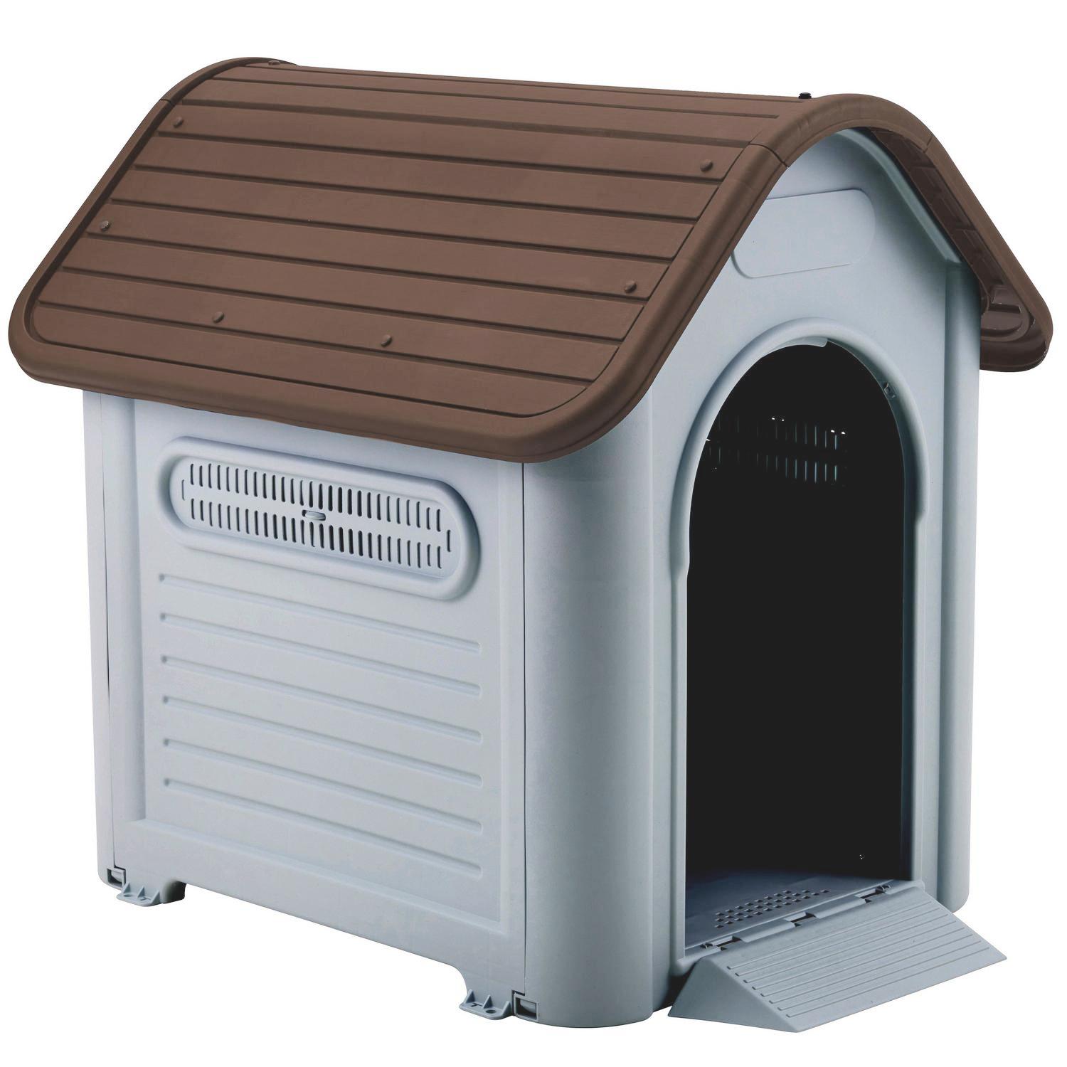 Casa XL para Perro 96x82x107 cm Café/Gris claro