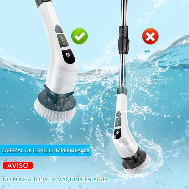 Electrico Limpieza Cepillos,Cepillo para Baño Inalámbrico,con Mango de Extensión Ajustable y 9 Cabezales de Cepillo, para Piso,Pared,Tina, Fregadero, Ventana