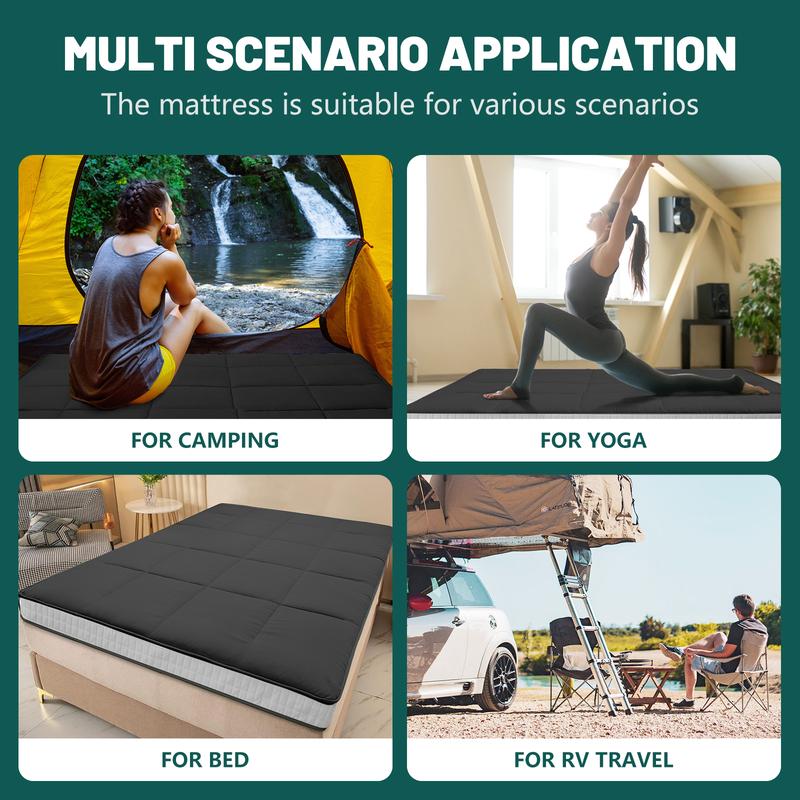 Colchón futón japonés, colchoneta de tatami plegable de 3,5"/4", cama tumbona enrollable portátil para adultos y niños, para todas las estaciones, colchón para dormitorio summergarden