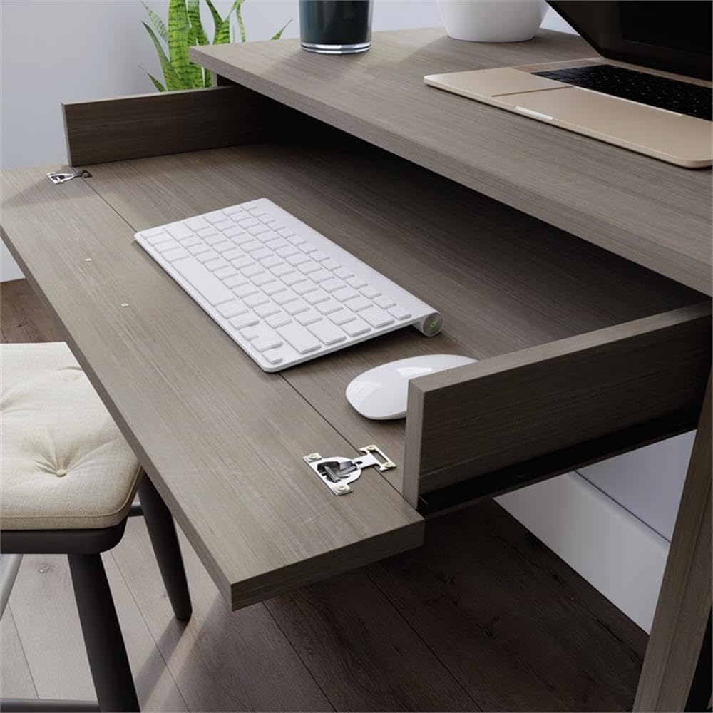 Escritorio/mesa de ordenador, con chapa de madera de paulownia.