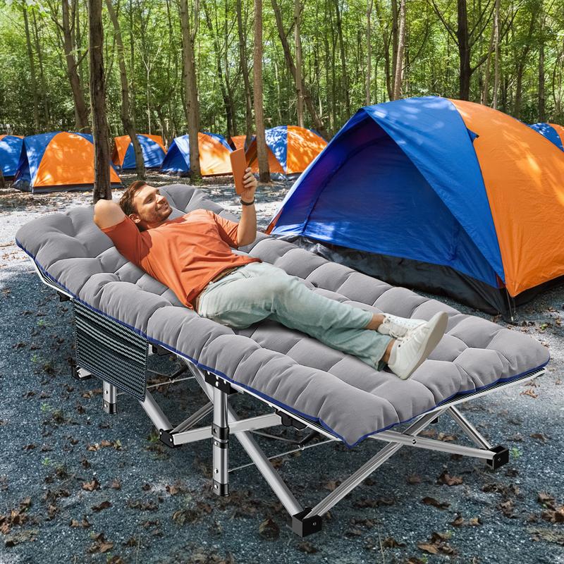 Cama plegable de camping Naudacaa con colchón de doble cara – Cama de invitados portátil y resistente para camping, viajes, uso en exteriores e interiores, soporta hasta 400 kg (880 lbs) Azul