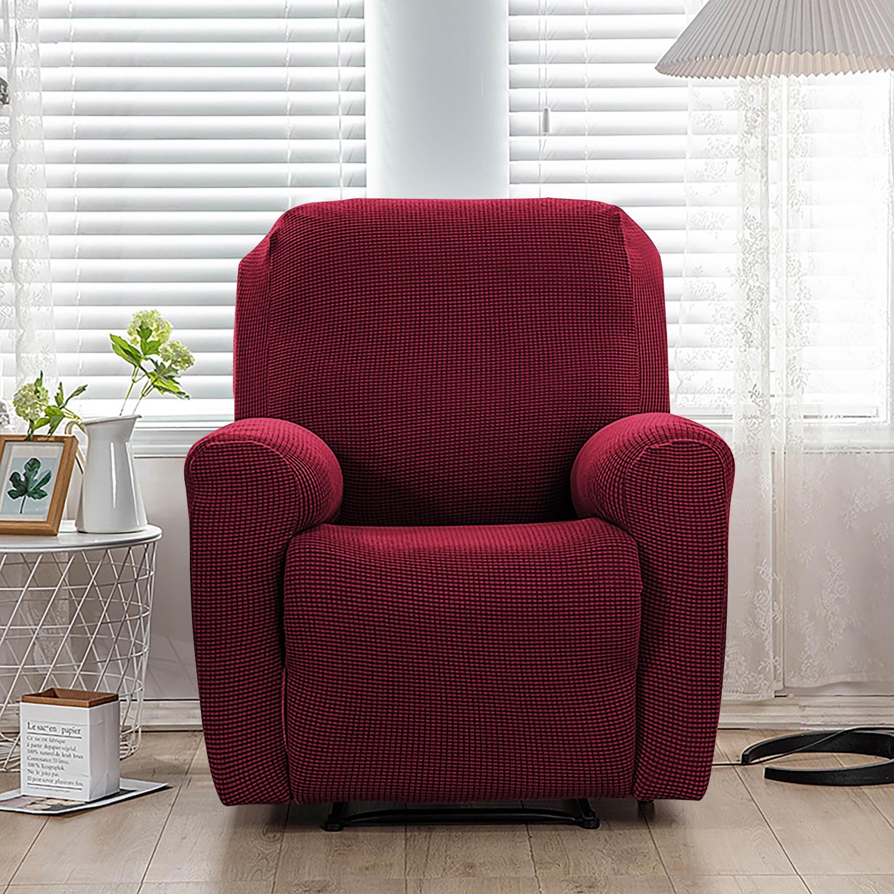 Juego de sillón reclinable elástico de polar tipo europeo, incluye respaldo y dos reposabrazos, tela duradera, fácil cuidado, ideal para hotel, restaurante y oficina