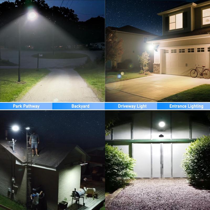 Farolas solares comerciales SZ300 500000Lighting con carcasa de aluminio duradera, diseño dividido con panel mono, encendido automático al anochecer y apagado al amanecer, IP66, resistente al agua, 3 años de garantía. Luz de seguridad solar con se