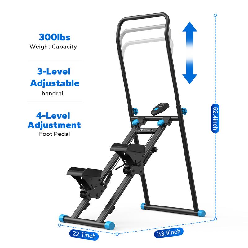Escaladora Merach con manillar para entrenamiento de cuerpo completo, capacidad de 150 kg, máquina de ejercicio cardiovascular compacta con pedales ajustables, escaladora vertical, diversión al aire libre para gimnasio en casa durante el verano.