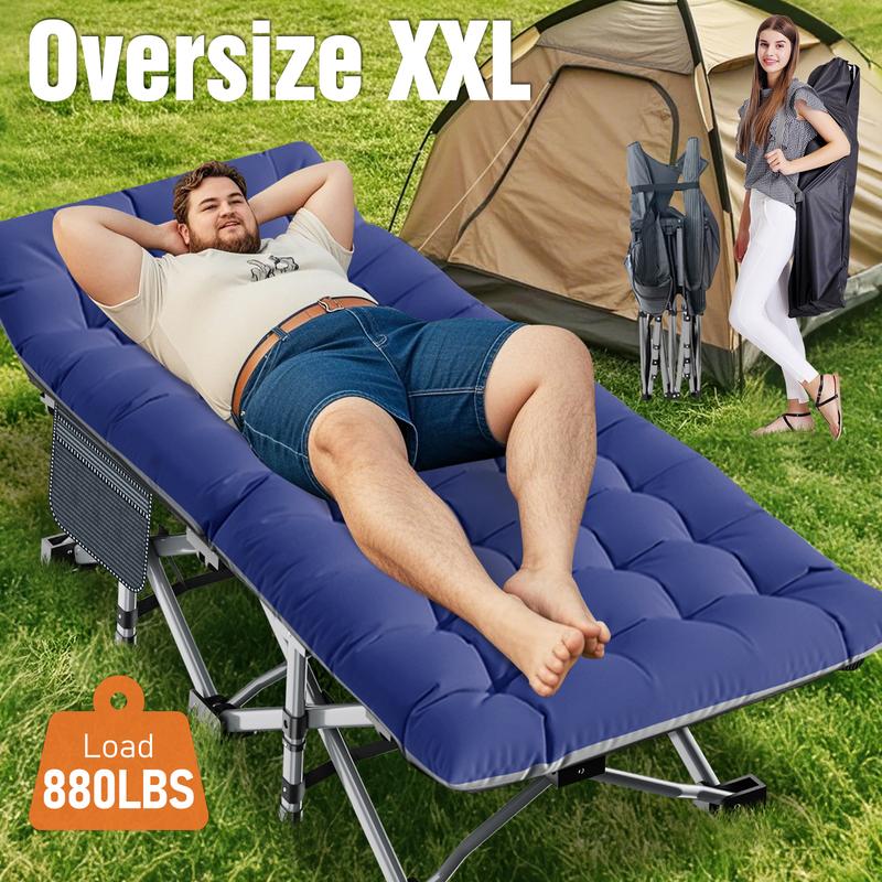 Cama plegable de camping Naudacaa con colchón de doble cara – Cama de invitados portátil y resistente para camping, viajes, uso en exteriores e interiores, soporta hasta 400 kg (880 lbs) Azul