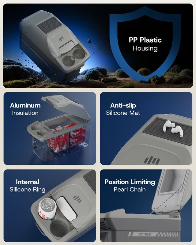 Nevera portátil eléctrica de 10 cuartos con función de enfriamiento y calentamiento, con adaptador de 12 V para coche, ideal para camping, viajes y barcos. Mininevera compacta con doble función de enfriamiento/calefacción y correa para el hombro AR11.