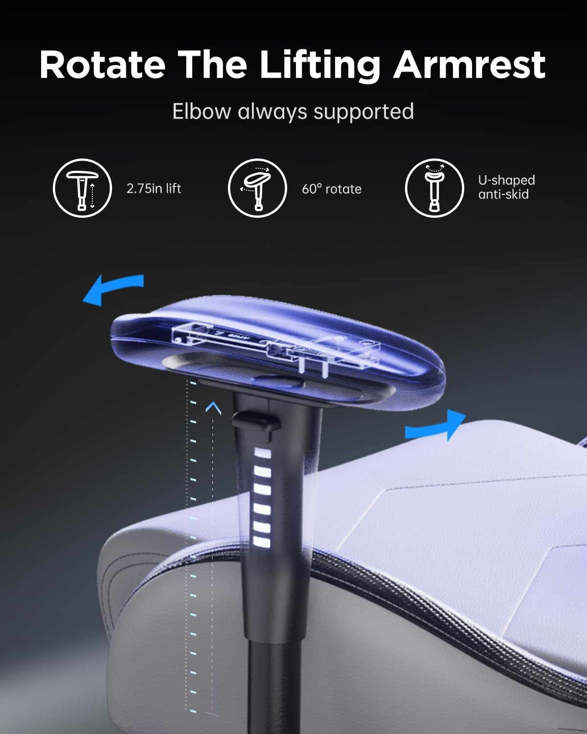 AutoFull Silla Gaming Silla Gamer Ergonómica Silla de Oficina Cuero de PU Silla de Escritorio,Altura e inclinación Ajustables,Reposacabezas y Soporte Lumbar,Reposapiés, (Gris)