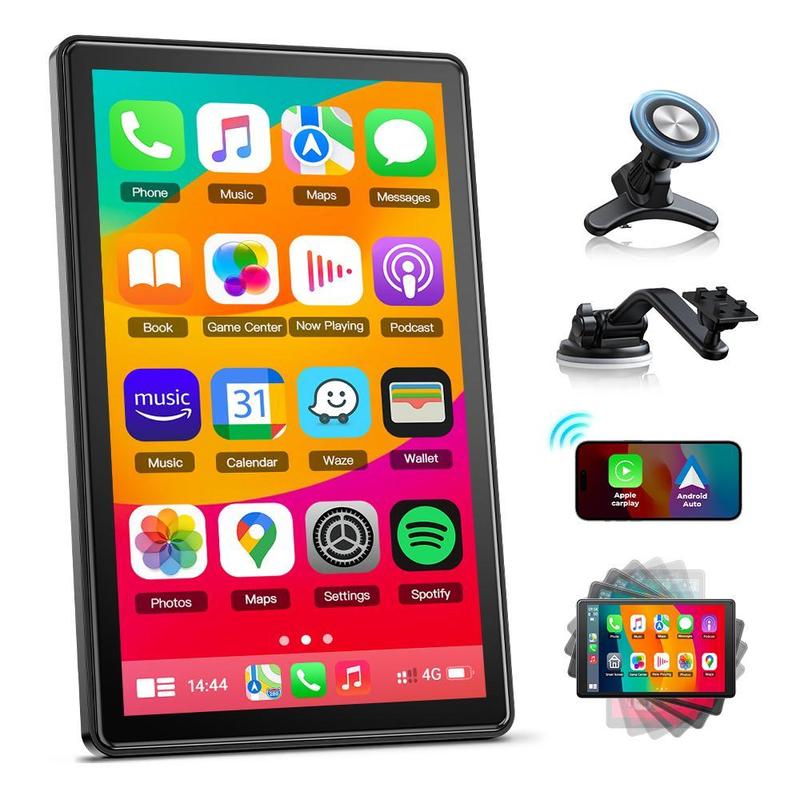 LAMTTO Pantalla CarPlay De 7 Pulgadas Para Auto | Soporte De Ventosa Y Soporte Magnético | Se Instala En Rejillas De Aire Del Vehículo Sin Bloquear La Vista Al Conducir | Modo Vertical Ideal Para Ver Cortos, Modo Horizontal Para Películas