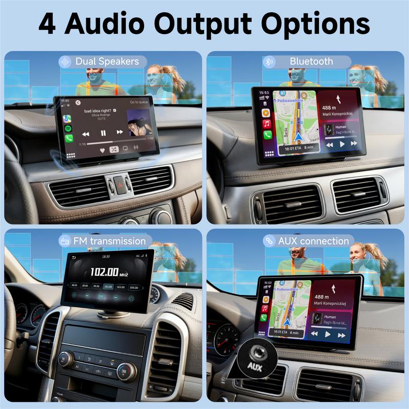 【YMQ Smart Drive】Pantalla CarPlay inalámbrica mejorada de 2026: pantalla táctil IPS de 9 pulgadas y compatible con CarPlay, Android Auto y Mirror Link (transmisión simultánea a TikTok y YouTube)/cámara de visión trasera/funcionalidad de navegación/y un as