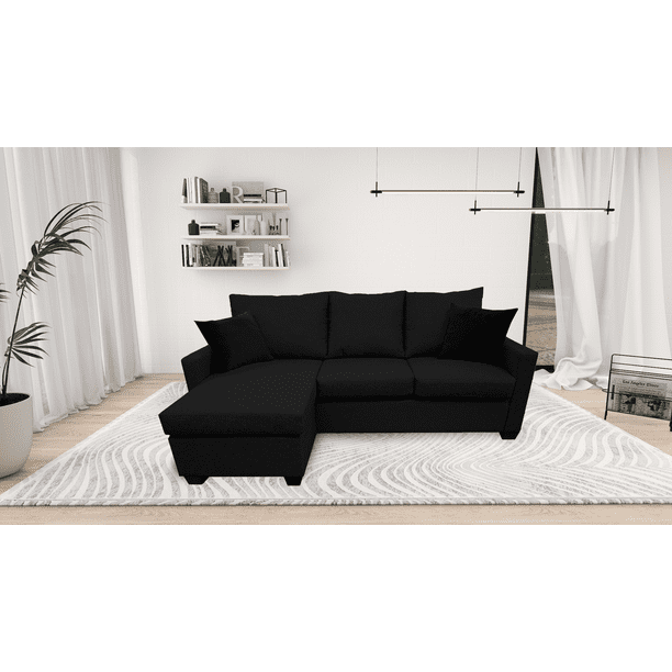 Sala Esquinera El Bazar Store Denver Negro 200x140 cm, Lado derecho e Izquierdo, Lino nacional