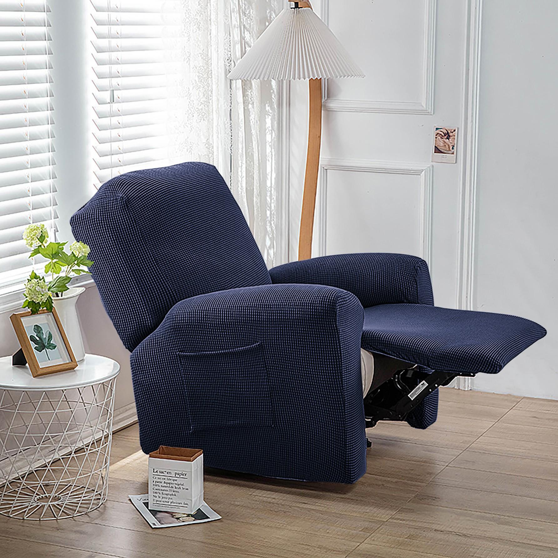 Juego de sillón reclinable elástico de polar tipo europeo, incluye respaldo y dos reposabrazos, tela duradera, fácil cuidado, ideal para hotel, restaurante y oficina