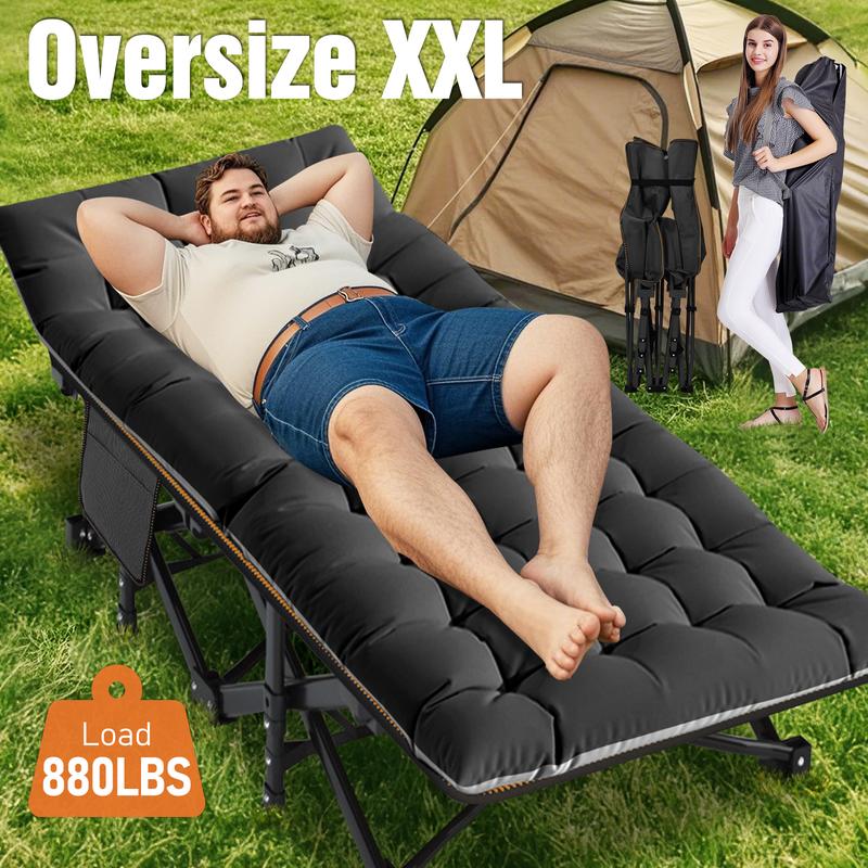 Cama plegable de camping Naudacaa con colchón de doble cara – Cama de invitados portátil y resistente para camping, viajes, uso en exteriores e interiores, soporta hasta 400 kg (880 lbs) Azul