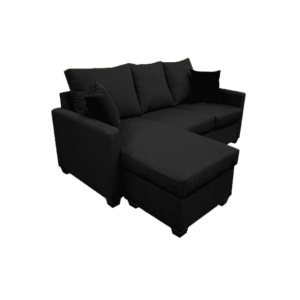 Sala Esquinera El Bazar Store Denver Negro 200x140 cm, Lado derecho e Izquierdo, Lino nacional