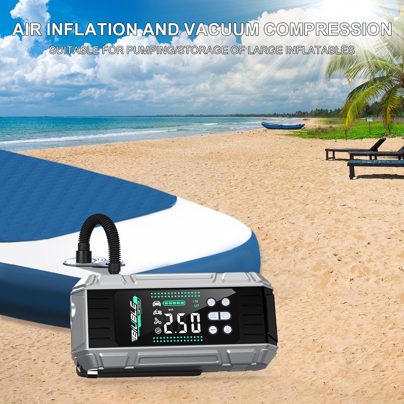 Arrancador portátil para coche 10000A con compresor de aire, soplador, batería externa PD de carga rápida de 65 W para portátil, inflador de neumáticos de 150 PSI, kit de arranque de batería para coche.