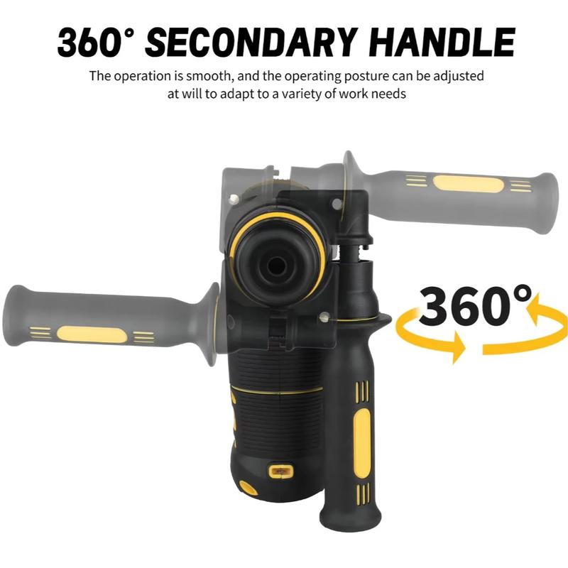 Martillo perforador rotativo inalámbrico sin escobillas DEWALT DCH273 de 20 V con energía de impacto de 2,1 J y batería de 6,0 Ah para perforar hormigón, ladrillo y piedra. Martillo perforador rotativo compacto con mango auxiliar de 360 ​​grados y rendimi