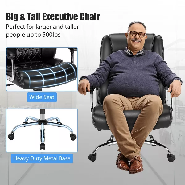 Silla de oficina ajustable de 500 libras, silla de trabajo de cuero ajustable.
