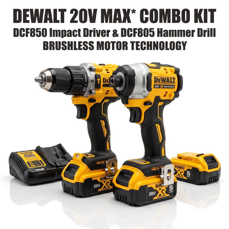 Kit de herramientas inalámbricas DCF805 y DCF850: destornillador inalámbrico, destornillador, nivel láser de líneas cruzadas, broca multifuncional, llave de extensión para construcción, proyectos de bricolaje y mantenimiento.