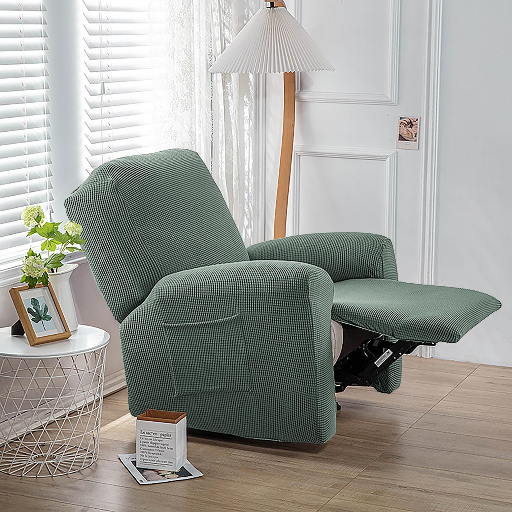 Juego de sillón reclinable elástico de polar tipo europeo, incluye respaldo y dos reposabrazos, tela duradera, fácil cuidado, ideal para hotel, restaurante y oficina