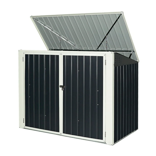 Costway Cobertizo de Jardín Multifunción Caseta de Metal Exterior para Almacenar Herrmientas Cubo de Basura 173 x 97 x 134 cm