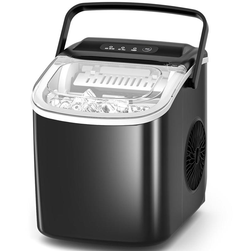 Máquina de hielo portátil de sobremesa XBeauty con autolimpieza, capacidad de 12 kg (26.5 lbs), 24 horas de funcionamiento, 8 cubitos en 6 minutos, cesta para hielo, pala. Ideal para el hogar, la cocina, el bar y para acampar.