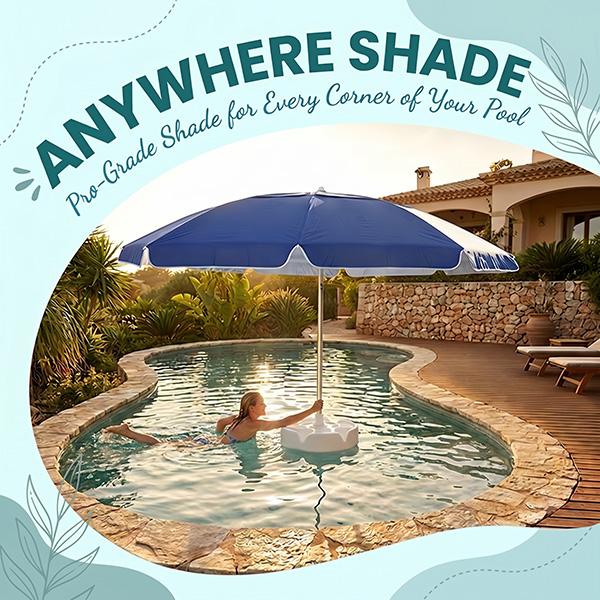 Sombrilla flotante para piscina con barra y base, sombrilla portátil para mesa de bar de piscina con portavasos y soporte para teléfono, sombra flotante para la piscina, incluye bolsa de transporte fácil, para el interior de la piscina, área de baño, casa