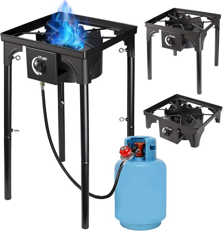 Estufa de camping de gas propano, cocina de exterior de alta presión, estufa de propano portátil para cocinar en el jardín, barbacoas, cocinas de camping y aventuras al aire libre (1 quemador)