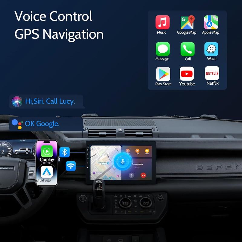 Autoestéreo de 10.1" Single Din con pantalla giratoria CarPlay 1080P, cámara trasera inalámbrica, CarPlay, Android Auto, pantalla táctil, Mirror Link, Bluetooth, reproducción de música, AUX, FM y USB.