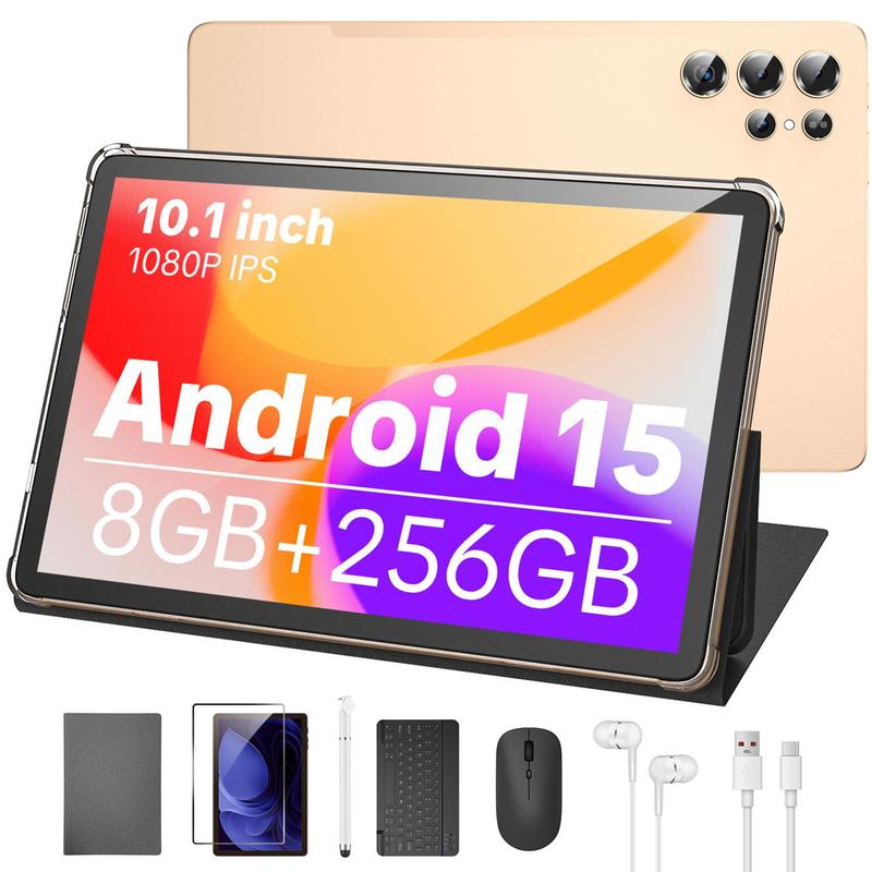 Tableta Android 15 con pantalla táctil W&O 2026 - Pantalla HD de 11 pulgadas, 12 GB (6+6) de RAM + 256 GB de almacenamiento ampliable, batería de 10000 mAh, WiFi 5G, herramientas y gadgets, gadgets geniales con soporte para teclado, ratón, funda, soporte