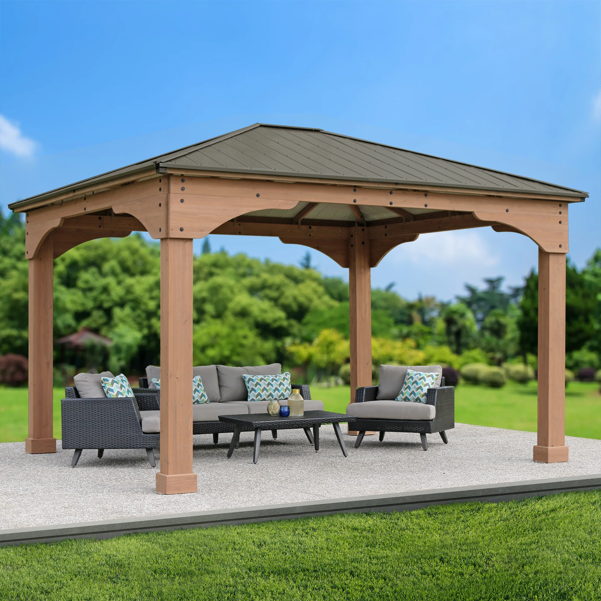 Yardistry 12’ x 14’ Grand Gazebo with Aluminum Roof