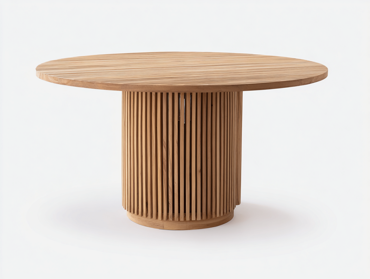 Mesas de jardín madera maciza 120x120x75 cm natural para exterior - diseño moderno redondo-Pinemyden