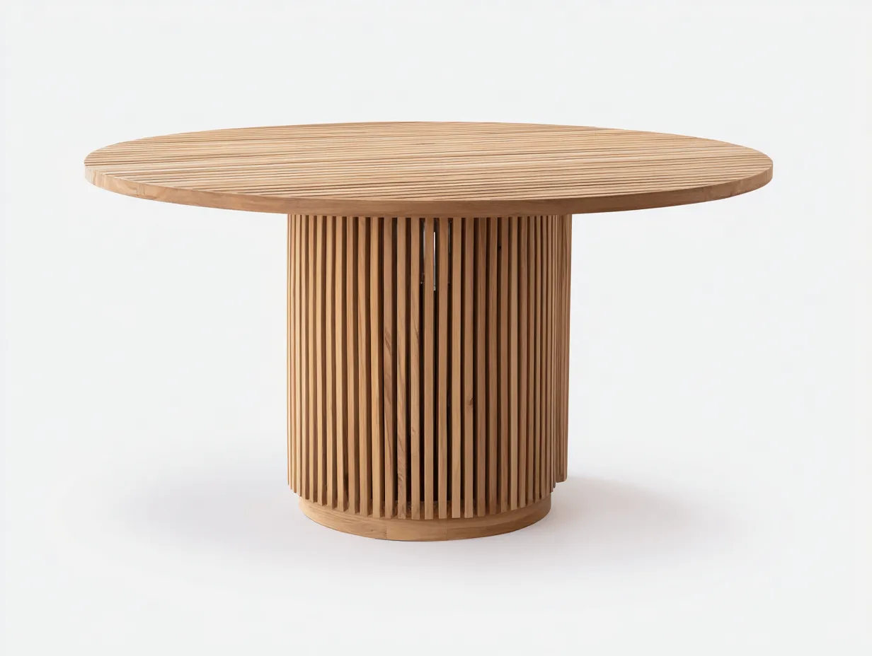 Mesas de jardín madera maciza 120x120x75 cm natural para exterior - diseño moderno redondo-Pinemyden