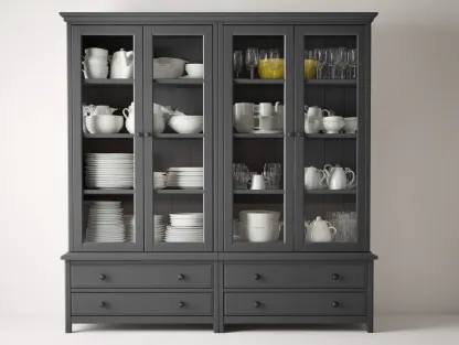 Vitrina madera vidrio 180x45x200 cm - Gris - Diseño clásico-Pinemyden