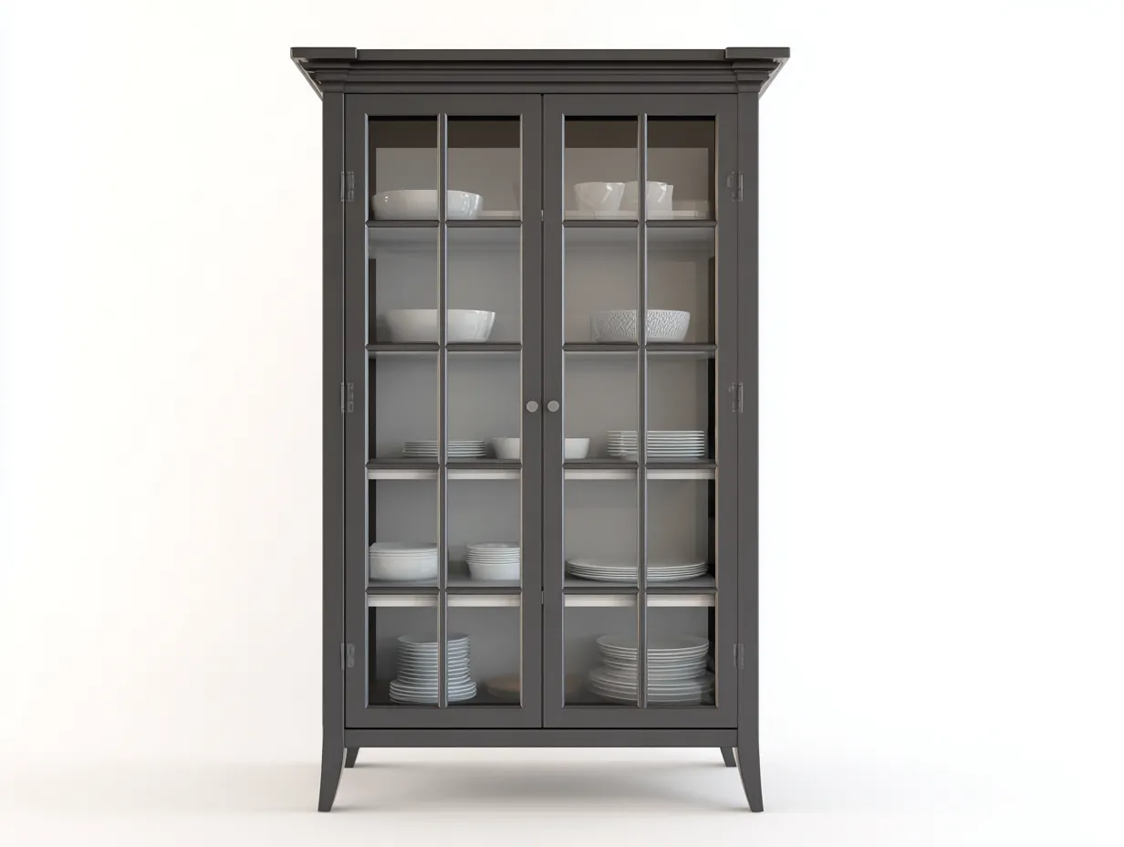 Vitrina madera vidrio 100x40x190 cm - Gris - Diseño clásico-Pinemyden