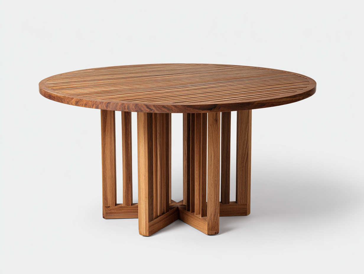 Mesa de jardín madera 130x130x75 cm marrón - mesa redonda para exterior-Pinemyden