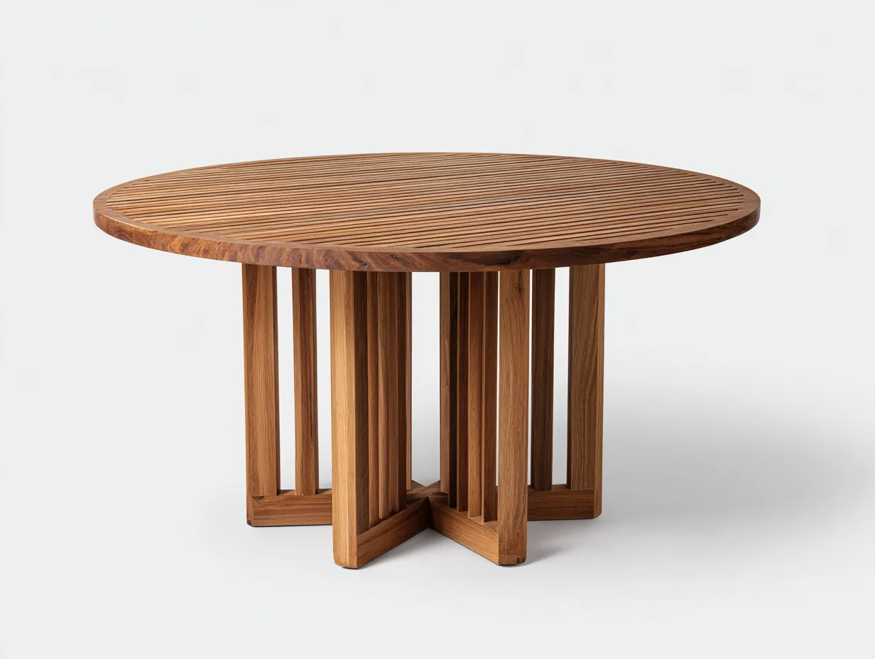 Mesa de jardín madera 130x130x75 cm marrón - mesa redonda para exterior-Pinemyden