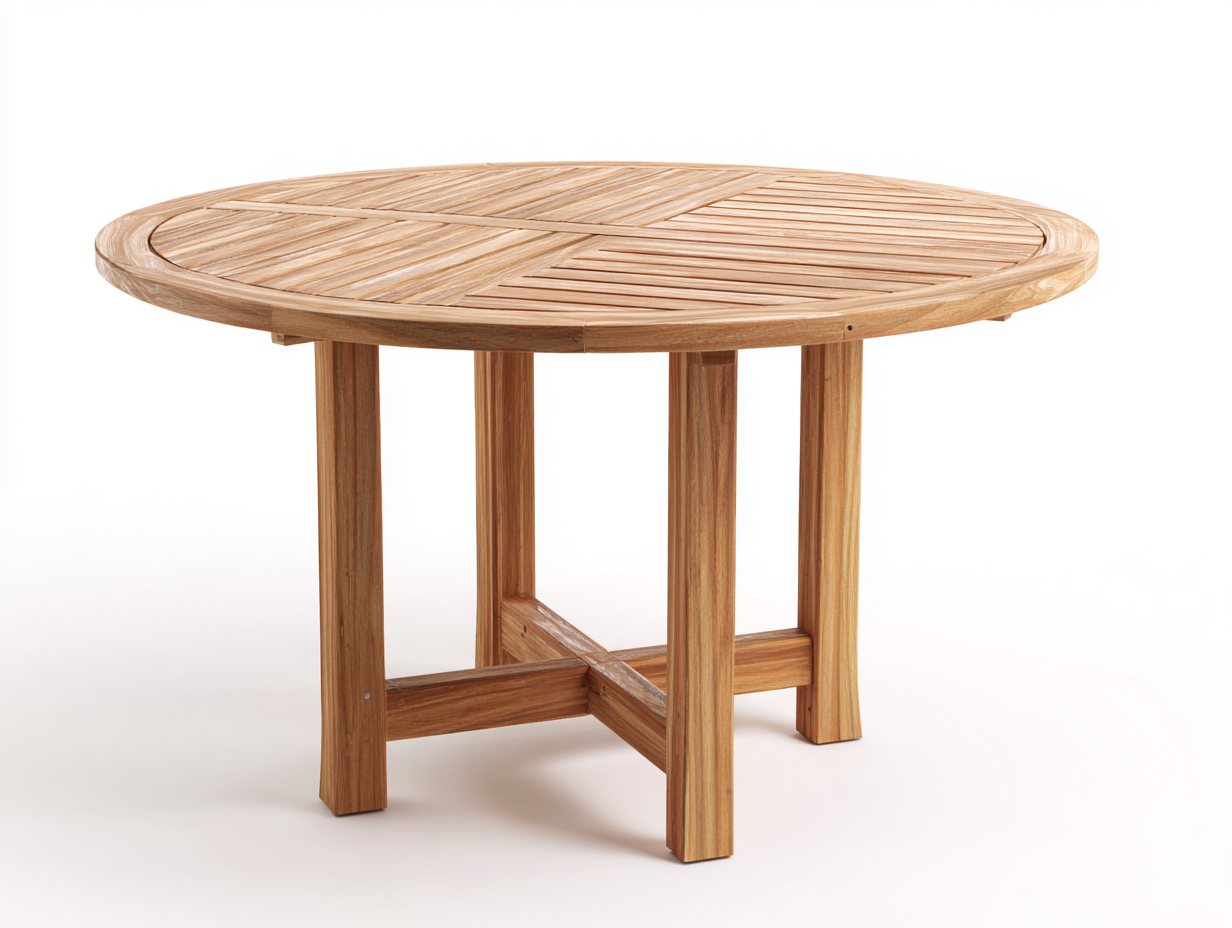 Mesas de jardín madera maciza 120x120x75 cm natural para exterior - diseño redondo funcional-Pinemyden