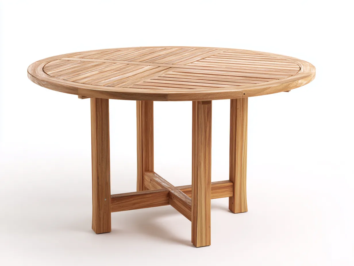 Mesas de jardín madera maciza 120x120x75 cm natural para exterior - diseño redondo funcional-Pinemyden