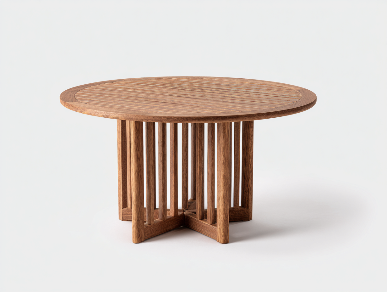 Mesas de jardín mesa redonda de madera maciza 120x120x75 cm - Marrón - Estilo natural para exterior-Pinemyden